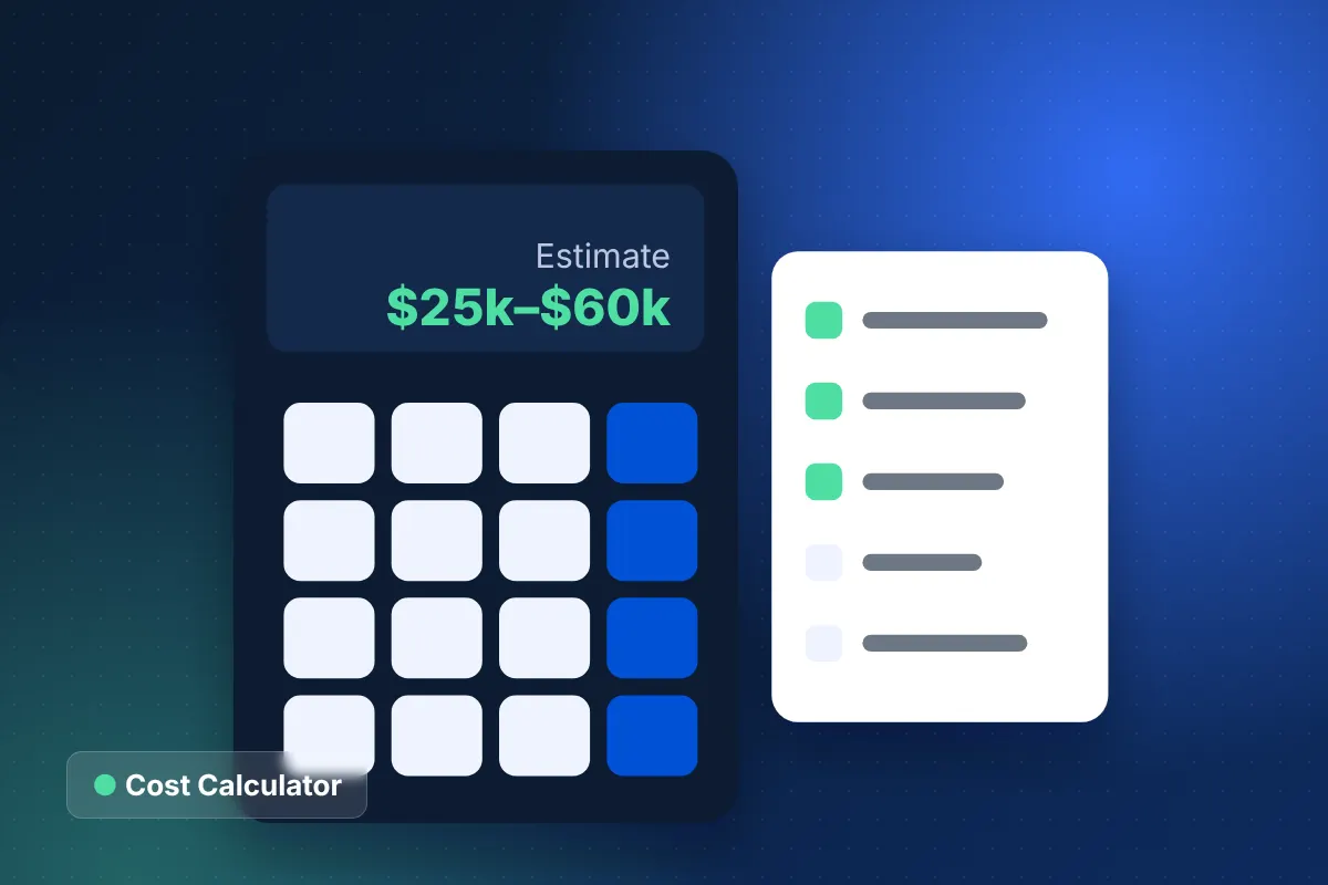 Ecommerce website cost calculator showing an estimated build budget range